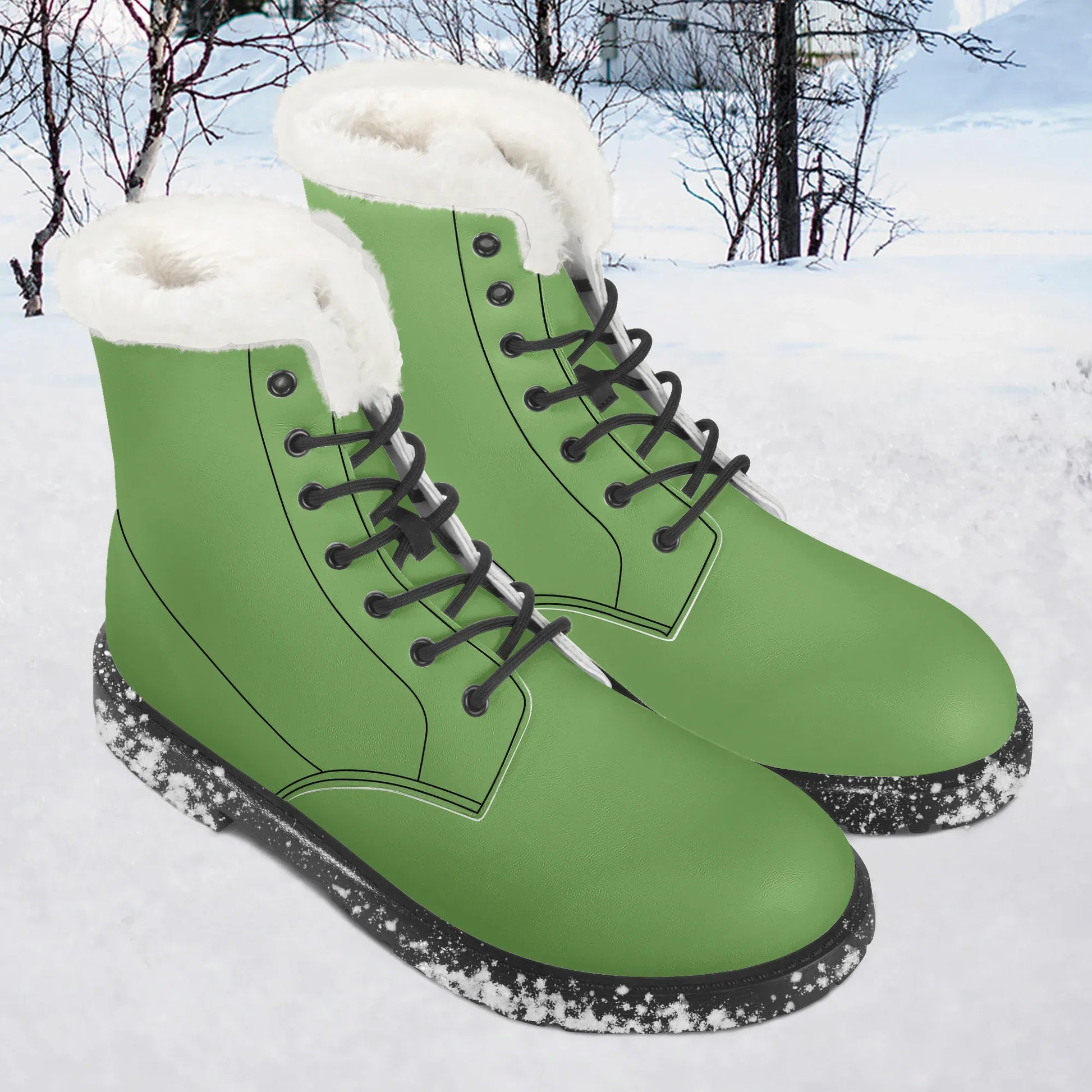 grune-faux-fur-leder-boots-boots-jlr-design-1 - JLR Design