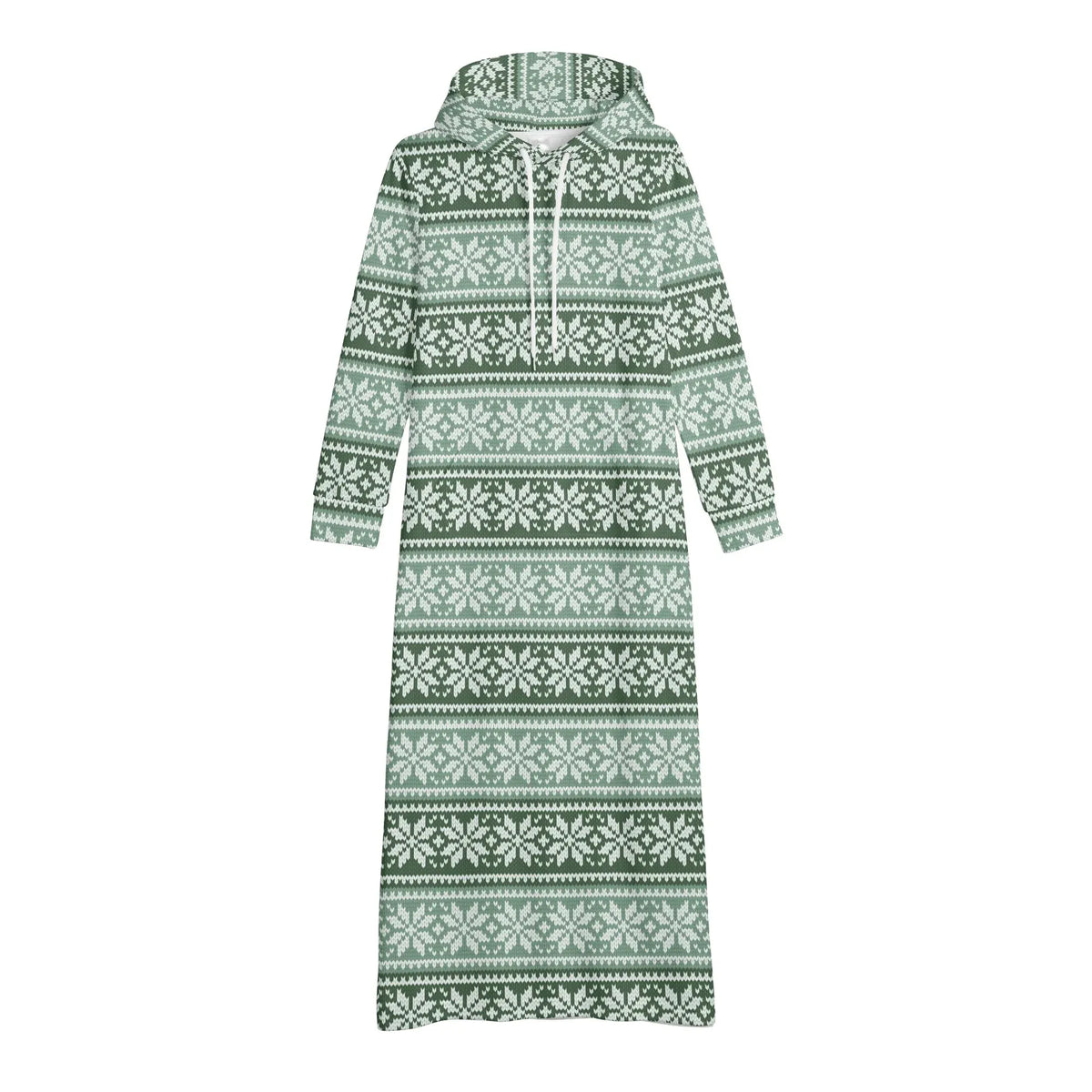 grune-schneeflocken-damen-maxi-hoodiekleid-knochellanges-kapuzenkleid-aus-weich-angerautem-fleece-hoodiekleid-jlr-design-jlr-design-de-4 - JLR Design