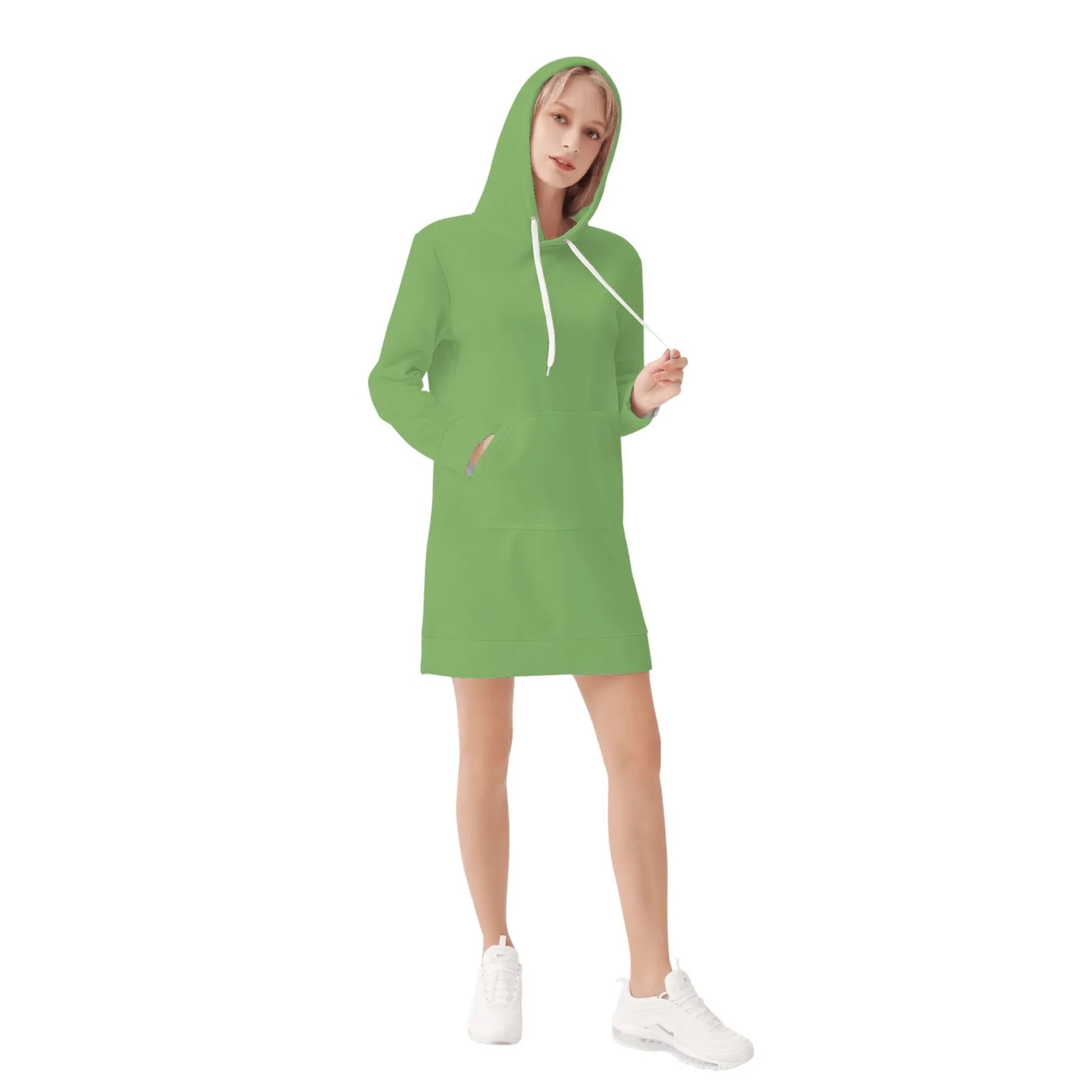 grunes-damen-hoodiekleid-warmes-velvet-kapuzenkleid-aus-weichem-samt-fleece-hoodiekleid-jlr-design-4 - JLR Design