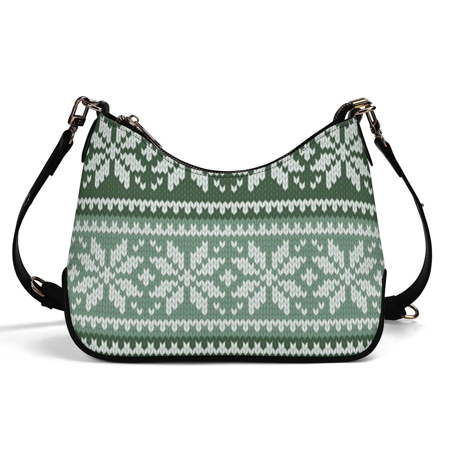 grunes-strickmuster-mit-schneeflocken-elegante-umhangetasche-mit-kette-umhangetasche-jlr-design-2 - JLR Design