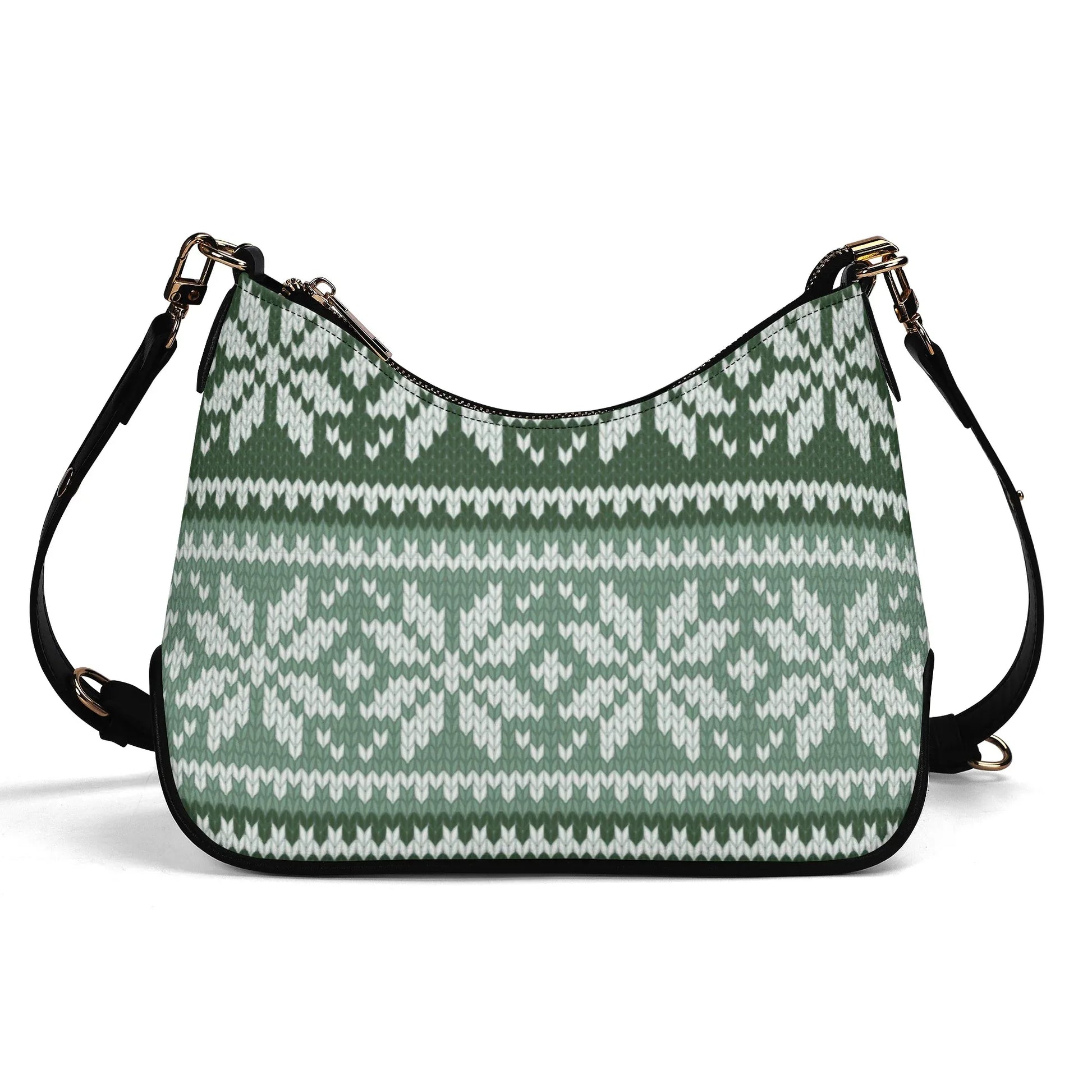 grunes-strickmuster-mit-schneeflocken-elegante-umhangetasche-mit-kette-umhangetasche-jlr-design-2 - JLR Design