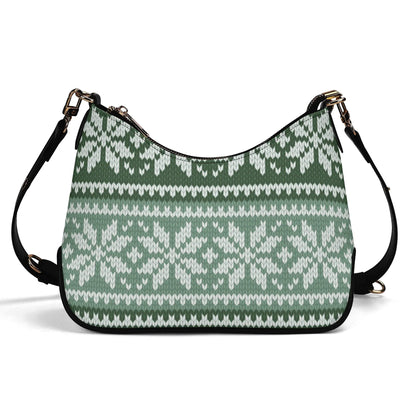 grunes-strickmuster-mit-schneeflocken-elegante-umhangetasche-mit-kette-umhangetasche-jlr-design-2 - JLR Design