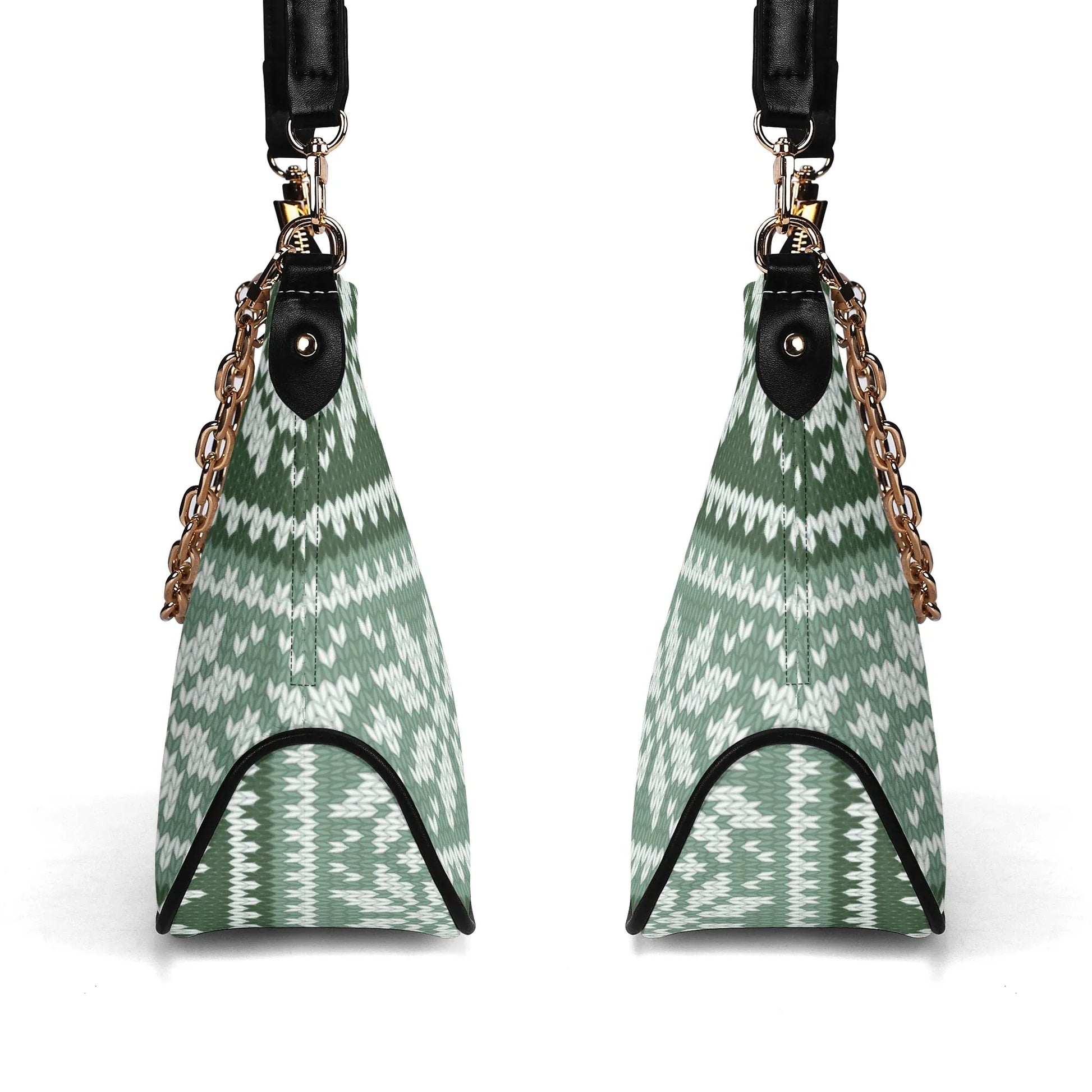 grunes-strickmuster-mit-schneeflocken-elegante-umhangetasche-mit-kette-umhangetasche-jlr-design-4 - JLR Design