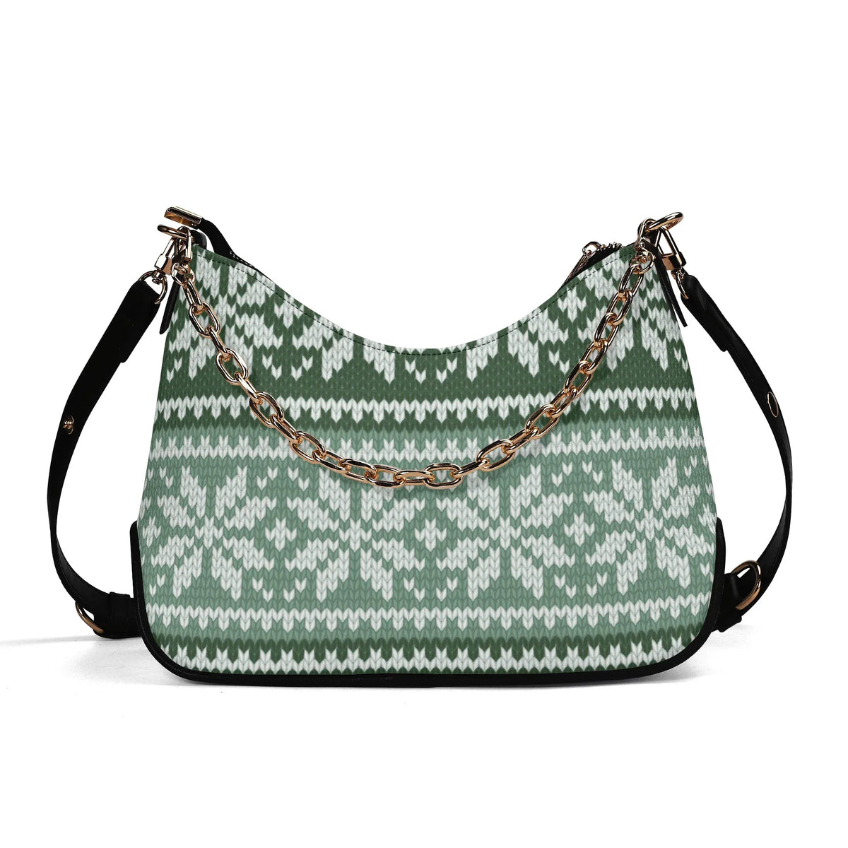 grunes-strickmuster-mit-schneeflocken-elegante-umhangetasche-mit-kette-umhangetasche-jlr-design-jlr-design-de-1 - JLR Design