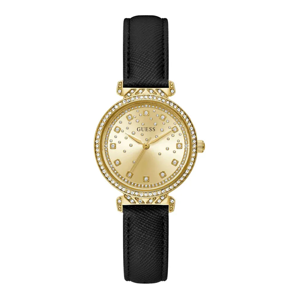 guess-damenuhr-mit-goldenem-zifferblatt-and-lederarmband-markenuhren-jlr-design-1 - JLR Design