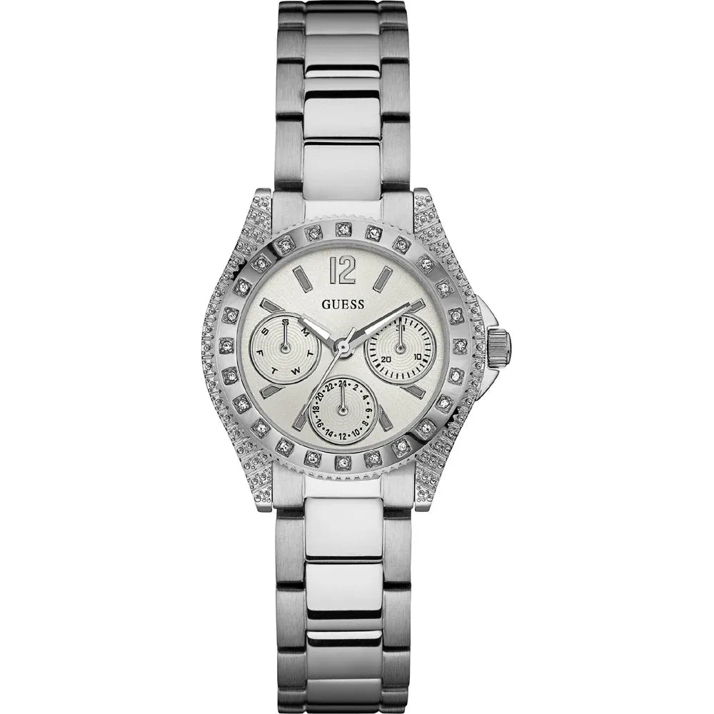 guess-impulse-damenuhr-silber-and-glitzer-markenuhren-jlr-design-1 - JLR Design