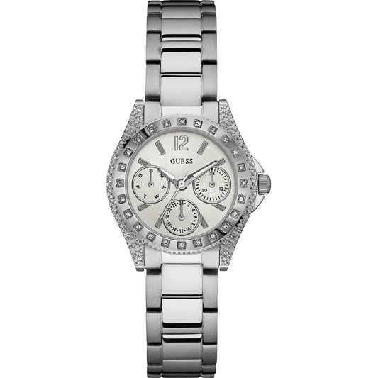 guess-impulse-damenuhr-silber-and-glitzer-markenuhren-jlr-design-1 - JLR Design