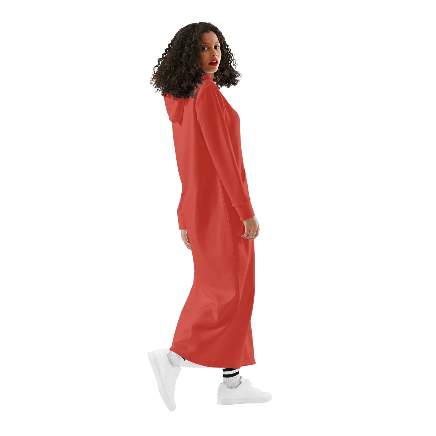 harley-davidson-red-damen-maxi-hoodiekleid-knochellanges-kapuzenkleid-aus-weich-angerautem-fleece-hoodiekleid-jlr-design-3 - JLR Design