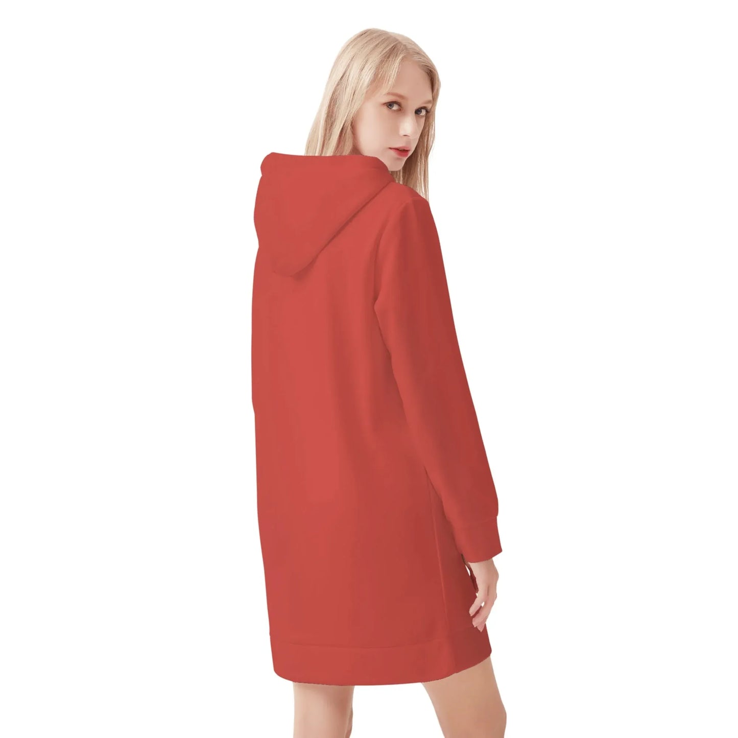 harley-davison-red-damen-hoodiekleid-warmes-velvet-kapuzenkleid-aus-weichem-samt-fleece-hoodiekleid-jlr-design-2 - JLR Design