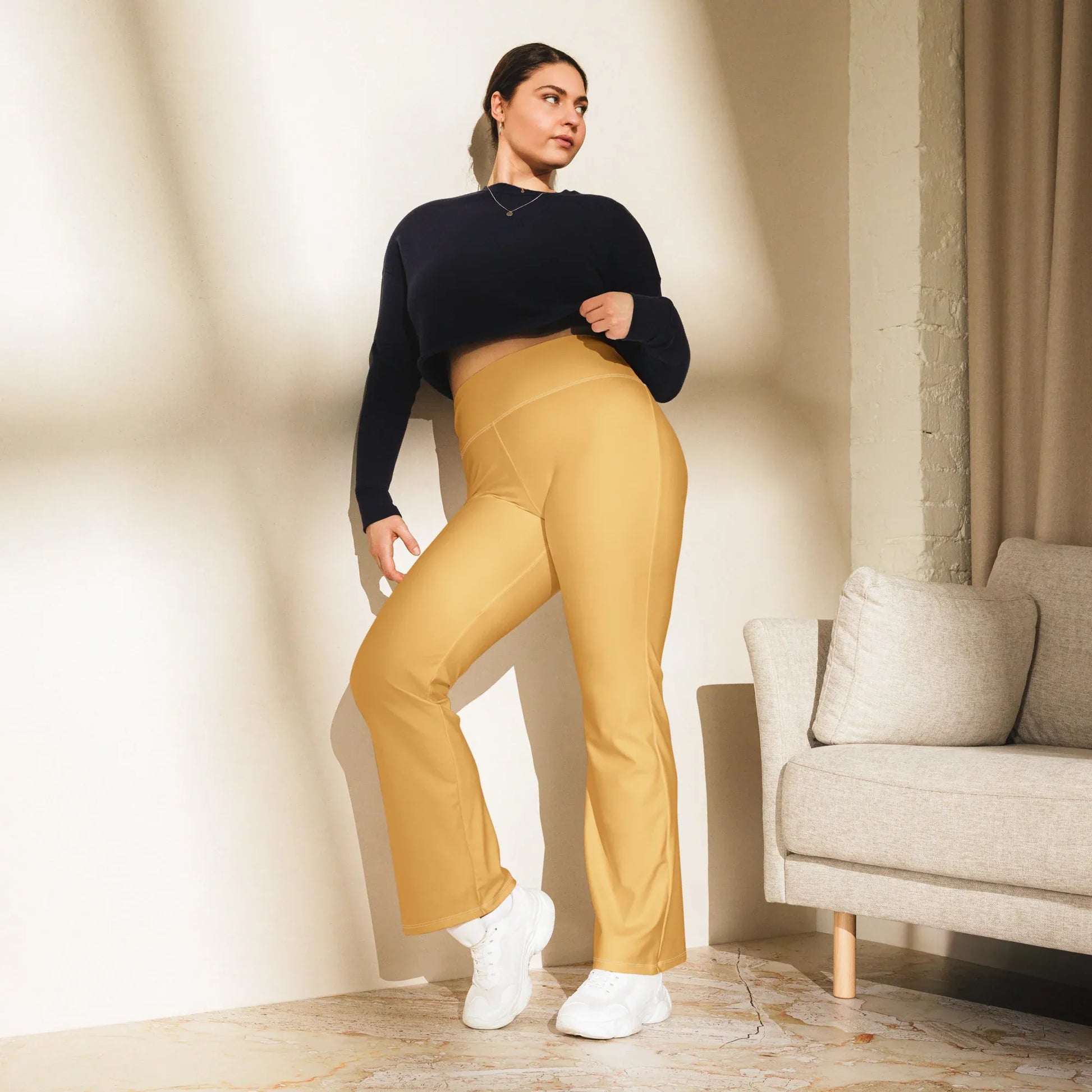 harvest-gold-high-waist-flare-leggings-flare-leggings-jlr-design-4 - JLR Design