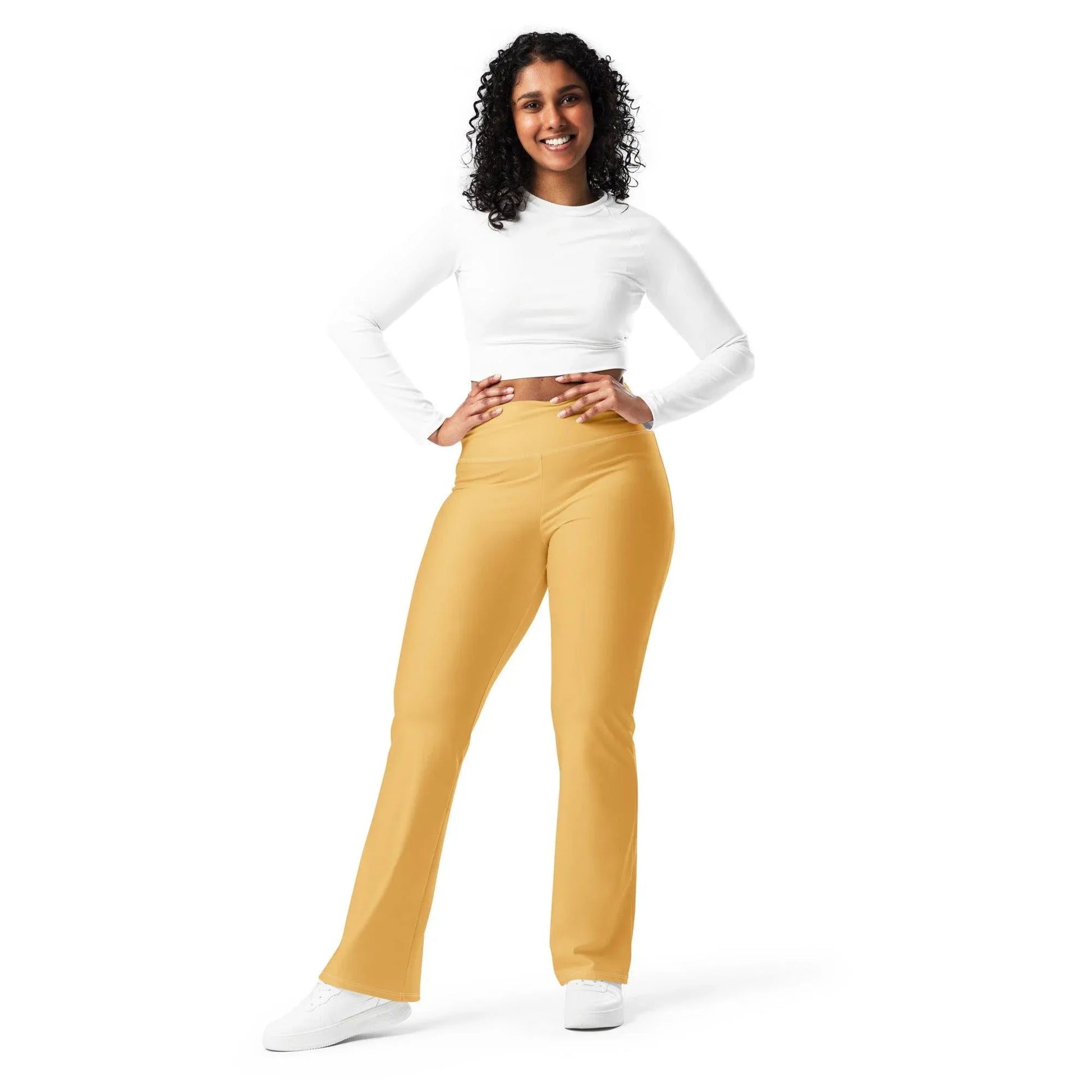 harvest-gold-high-waist-flare-leggings-flare-leggings-jlr-design-8 - JLR Design