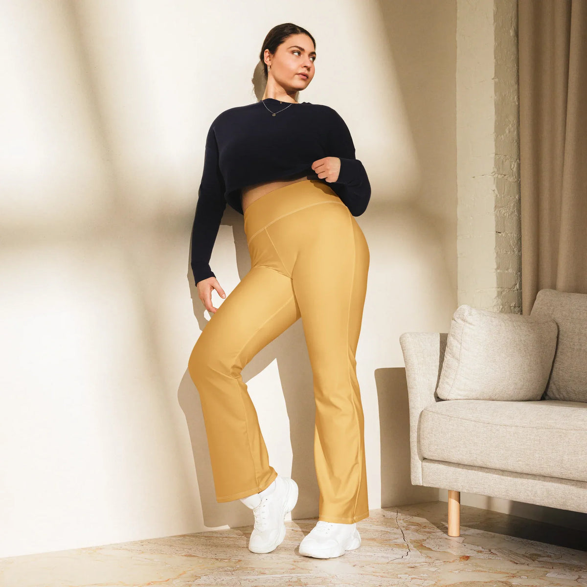 harvest-gold-high-waist-flare-leggings-flare-leggings-jlr-design-jlr-design-de-4 - JLR Design