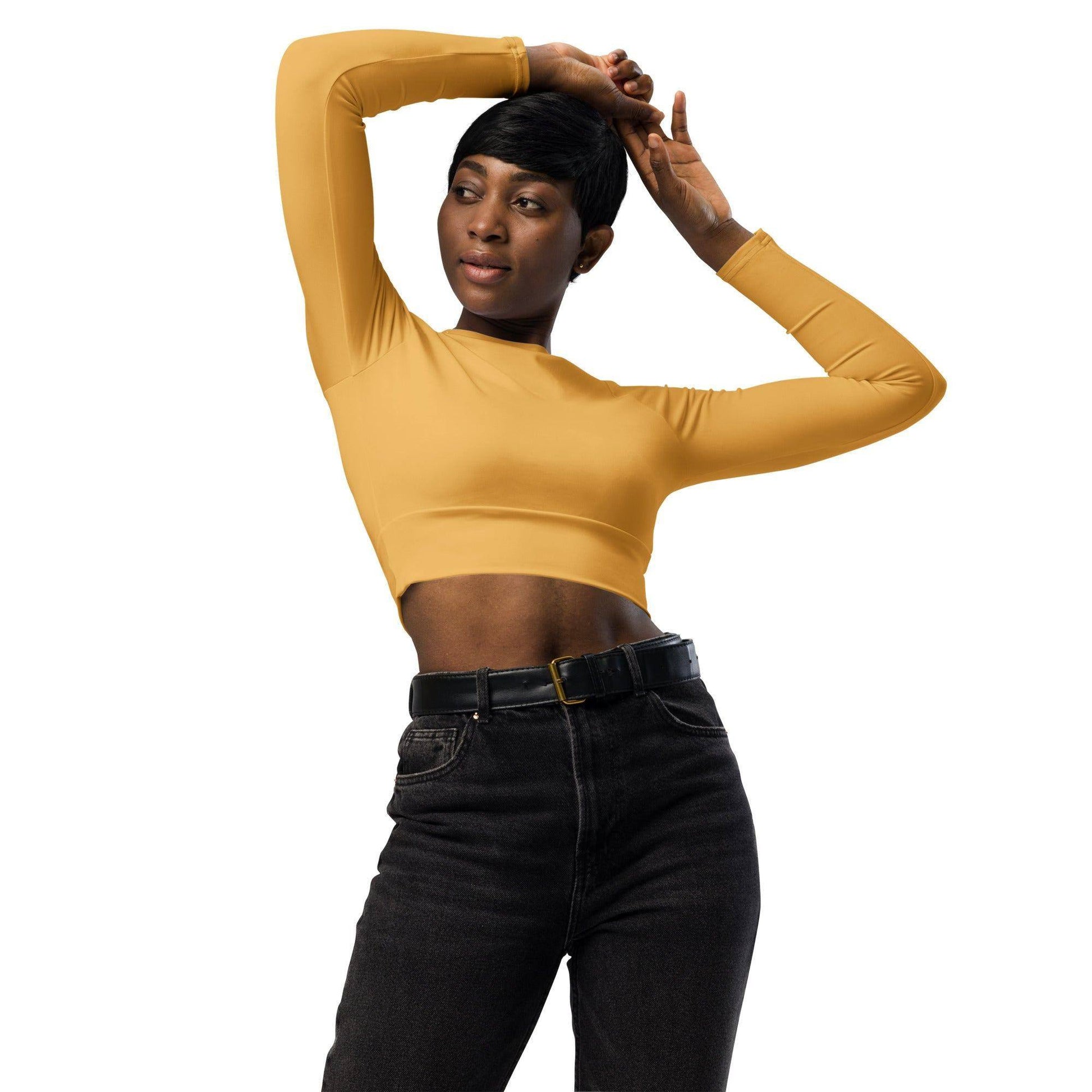 harvest-gold-long-sleeve-damen-crop-top-long-sleeve-crop-top-jlr-design-2 - JLR Design
