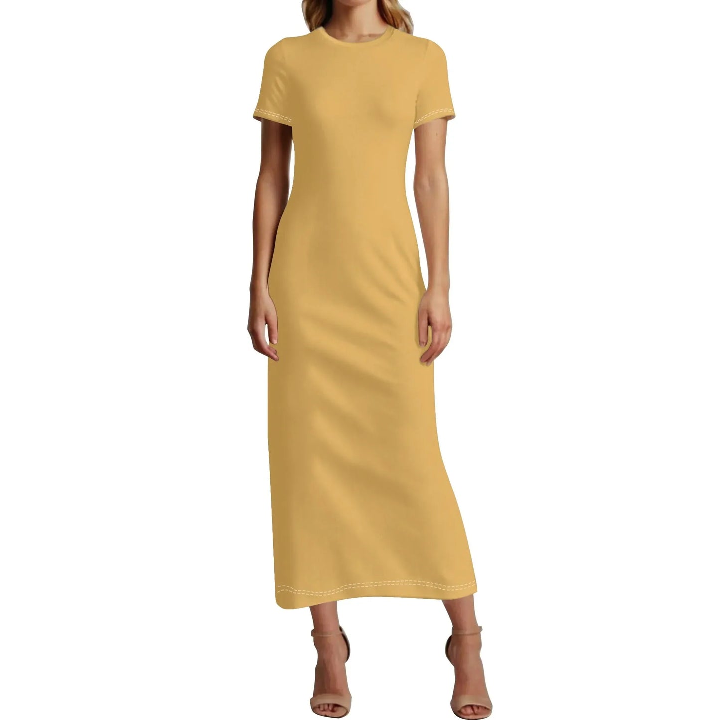 harvest-gold-short-sleeve-long-dress-long-dress-jlr-design-1 - JLR Design