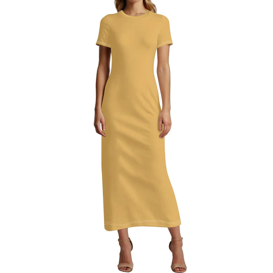 harvest-gold-short-sleeve-long-dress-long-dress-jlr-design-1 - JLR Design