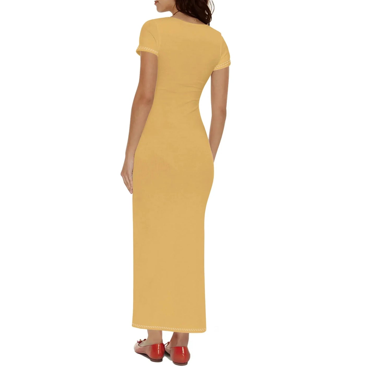 harvest-gold-short-sleeve-long-dress-long-dress-jlr-design-2 - JLR Design