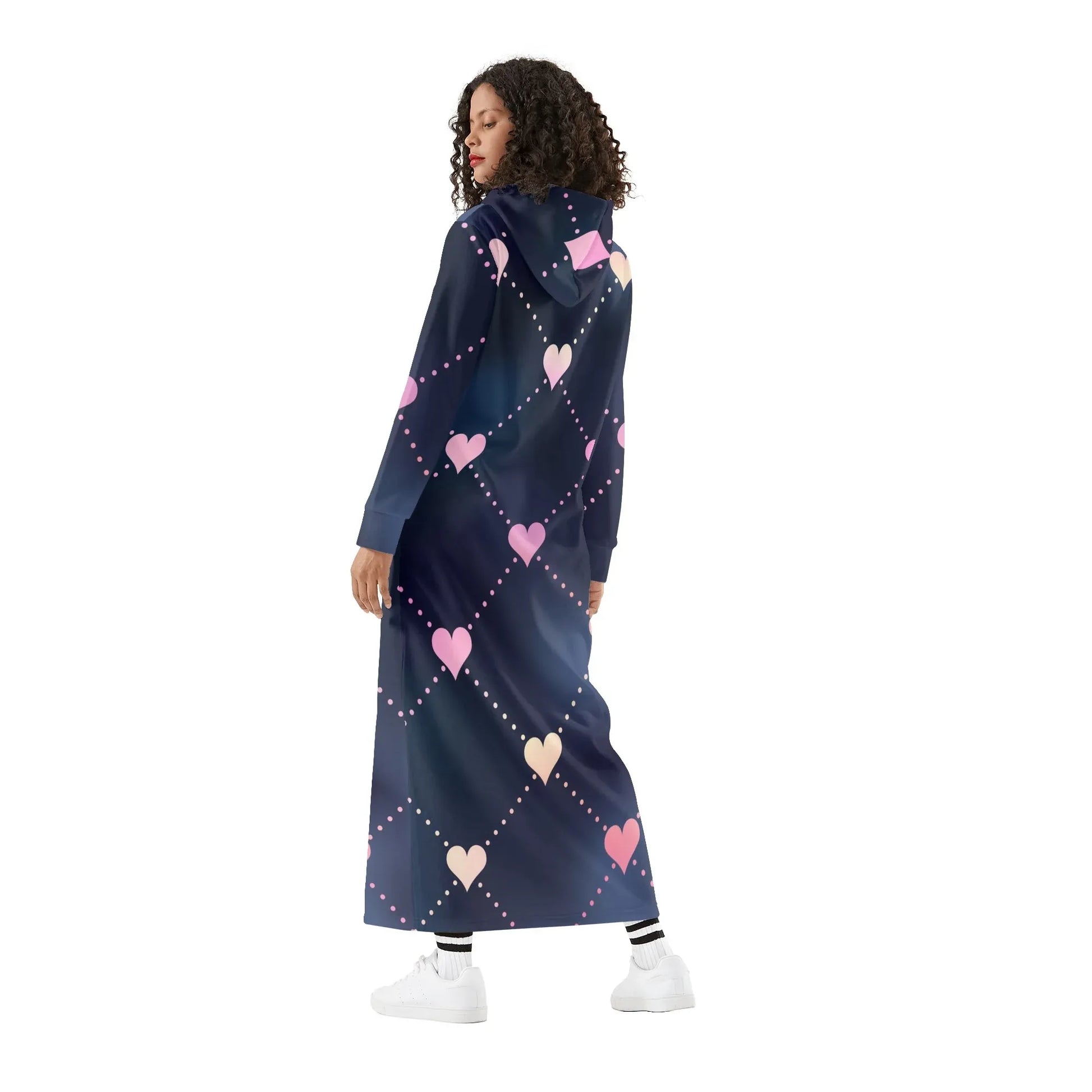 hearts-damen-maxi-hoodiekleid-knochellanges-kapuzenkleid-aus-weich-angerautem-fleece-hoodiekleid-jlr-design-2 - JLR Design