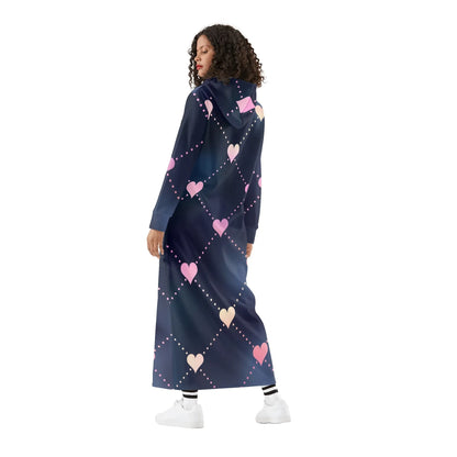 hearts-damen-maxi-hoodiekleid-knochellanges-kapuzenkleid-aus-weich-angerautem-fleece-hoodiekleid-jlr-design-2 - JLR Design