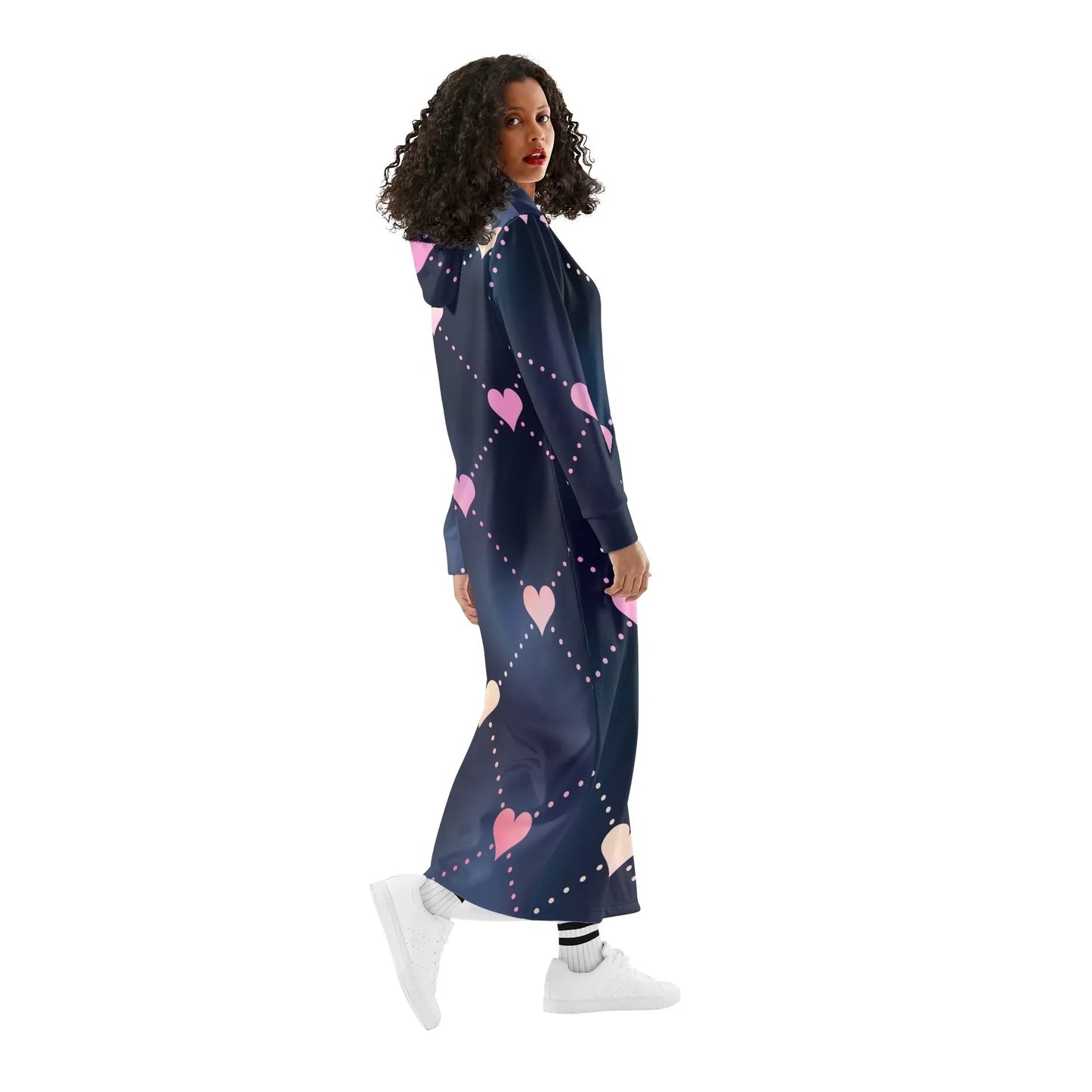 hearts-damen-maxi-hoodiekleid-knochellanges-kapuzenkleid-aus-weich-angerautem-fleece-hoodiekleid-jlr-design-3 - JLR Design