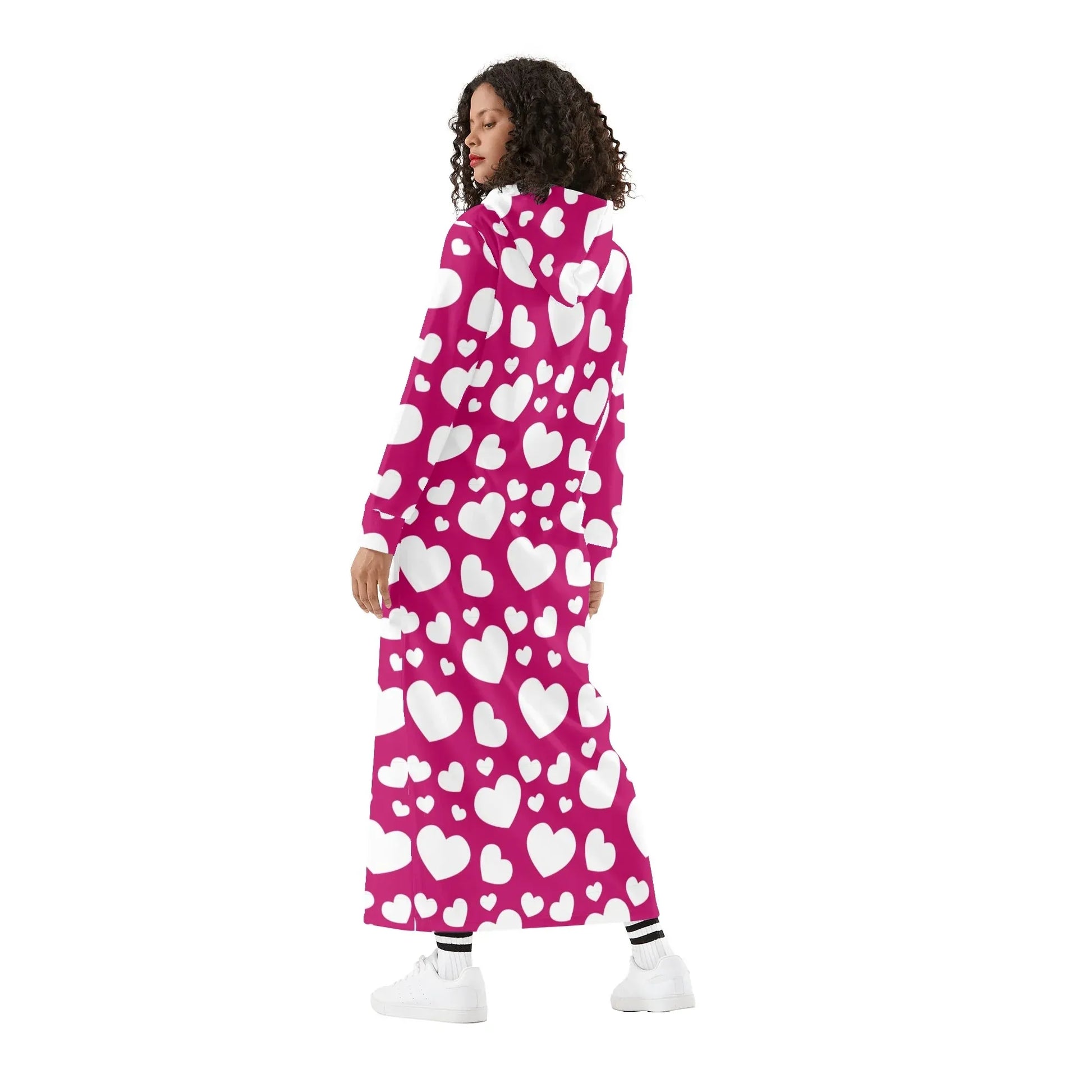 herzchen-damen-maxi-hoodiekleid-knochellanges-kapuzenkleid-aus-weich-angerautem-fleece-hoodiekleid-jlr-design-2 - JLR Design