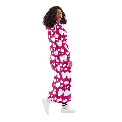herzchen-damen-maxi-hoodiekleid-knochellanges-kapuzenkleid-aus-weich-angerautem-fleece-hoodiekleid-jlr-design-3 - JLR Design