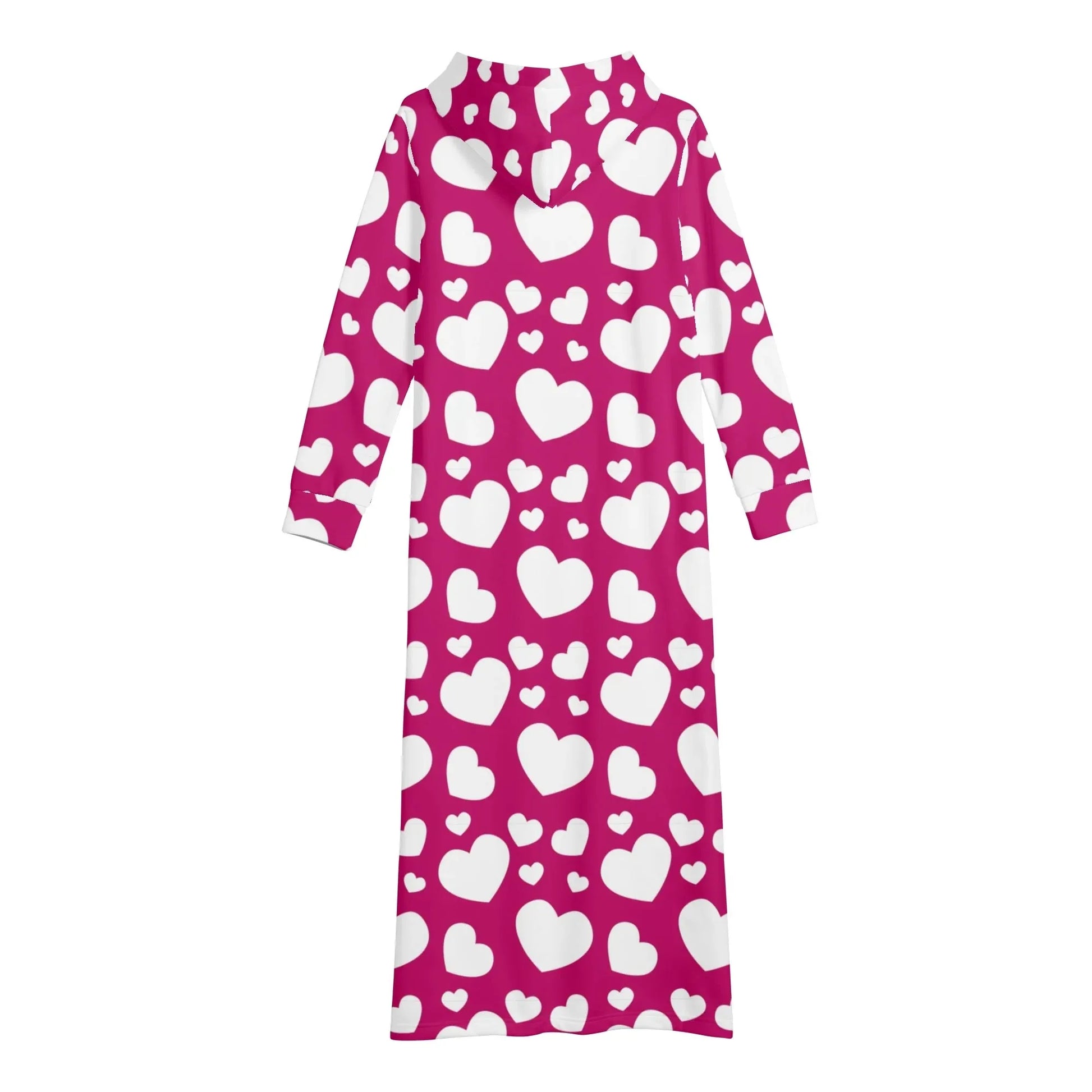 herzchen-damen-maxi-hoodiekleid-knochellanges-kapuzenkleid-aus-weich-angerautem-fleece-hoodiekleid-jlr-design-5 - JLR Design