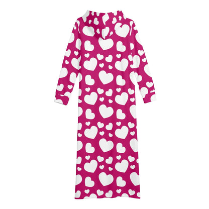herzchen-damen-maxi-hoodiekleid-knochellanges-kapuzenkleid-aus-weich-angerautem-fleece-hoodiekleid-jlr-design-5 - JLR Design