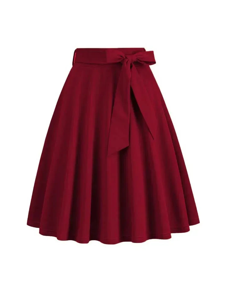 high-waist-bikini-skirt-or-eleganter-midi-rock-in-a-linie-mit-schleife-or-weicher-strickstoff-and-figurformende-passform-midi-rock-jlr-design-4 - JLR Design