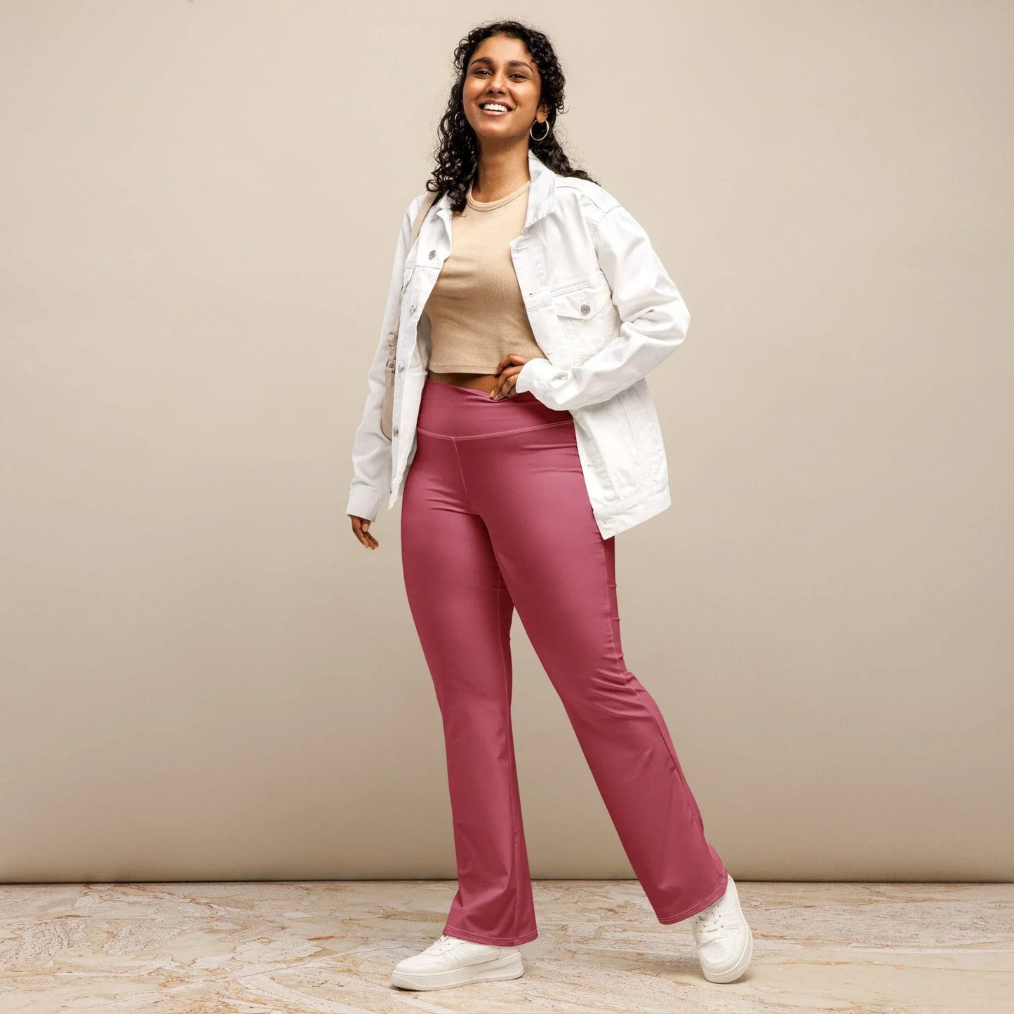 hippie-pink-high-waist-flare-leggings-flare-leggings-jlr-design-1 - JLR Design