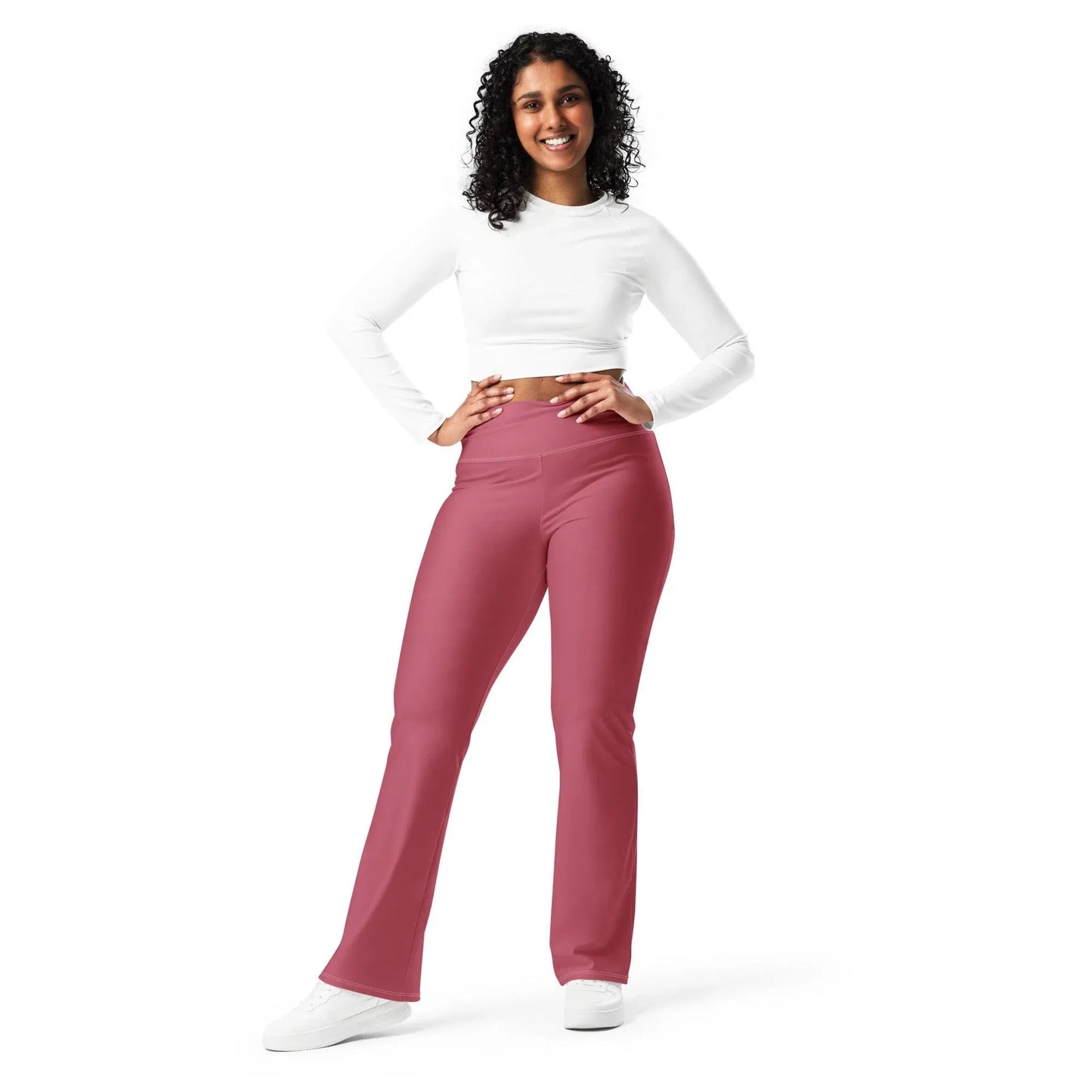hippie-pink-high-waist-flare-leggings-flare-leggings-jlr-design-9 - JLR Design