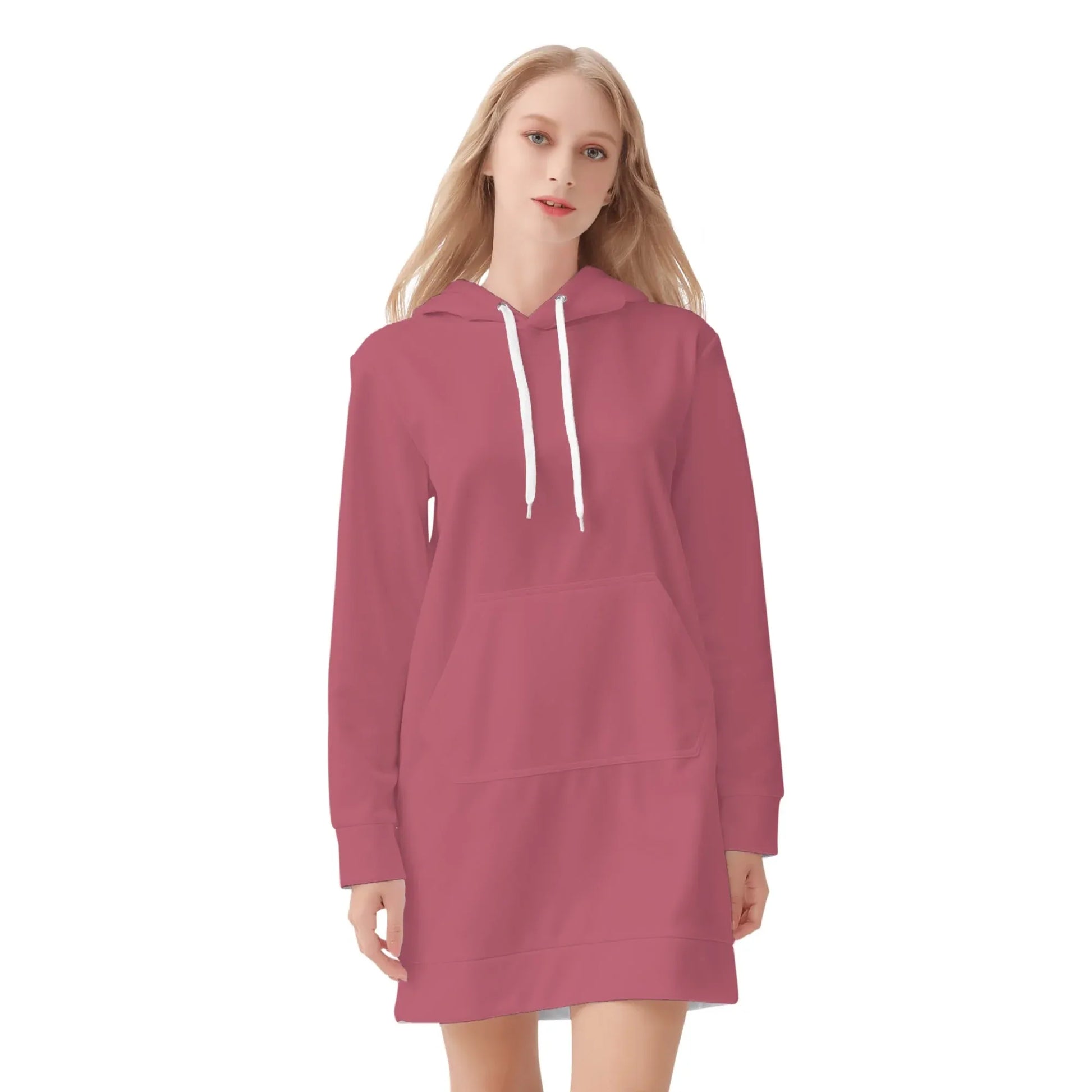 hippie-pinkes-damen-hoodiekleid-warmes-velvet-kapuzenkleid-aus-weichem-samt-fleece-hoodiekleid-jlr-design-3 - JLR Design