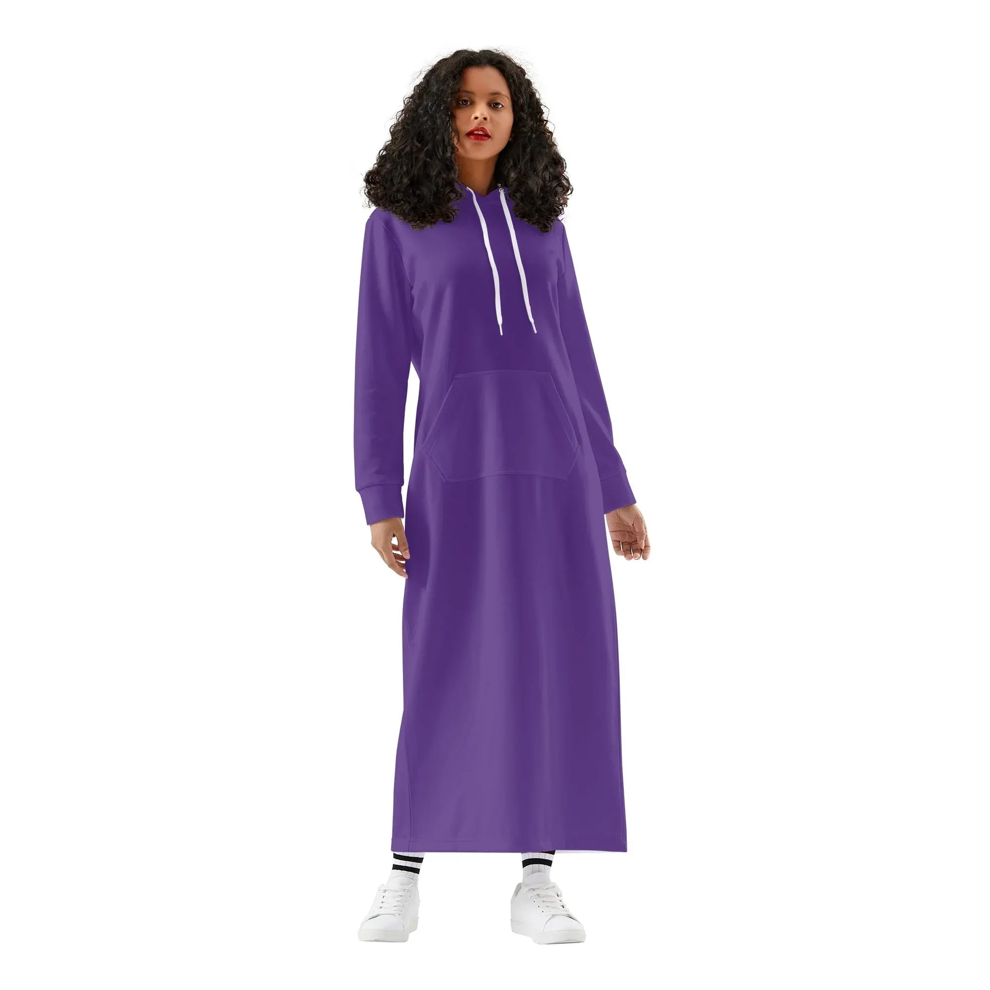 indigo-damen-maxi-hoodiekleid-knochellanges-kapuzenkleid-aus-weich-angerautem-fleece-hoodiekleid-jlr-design-1 - JLR Design
