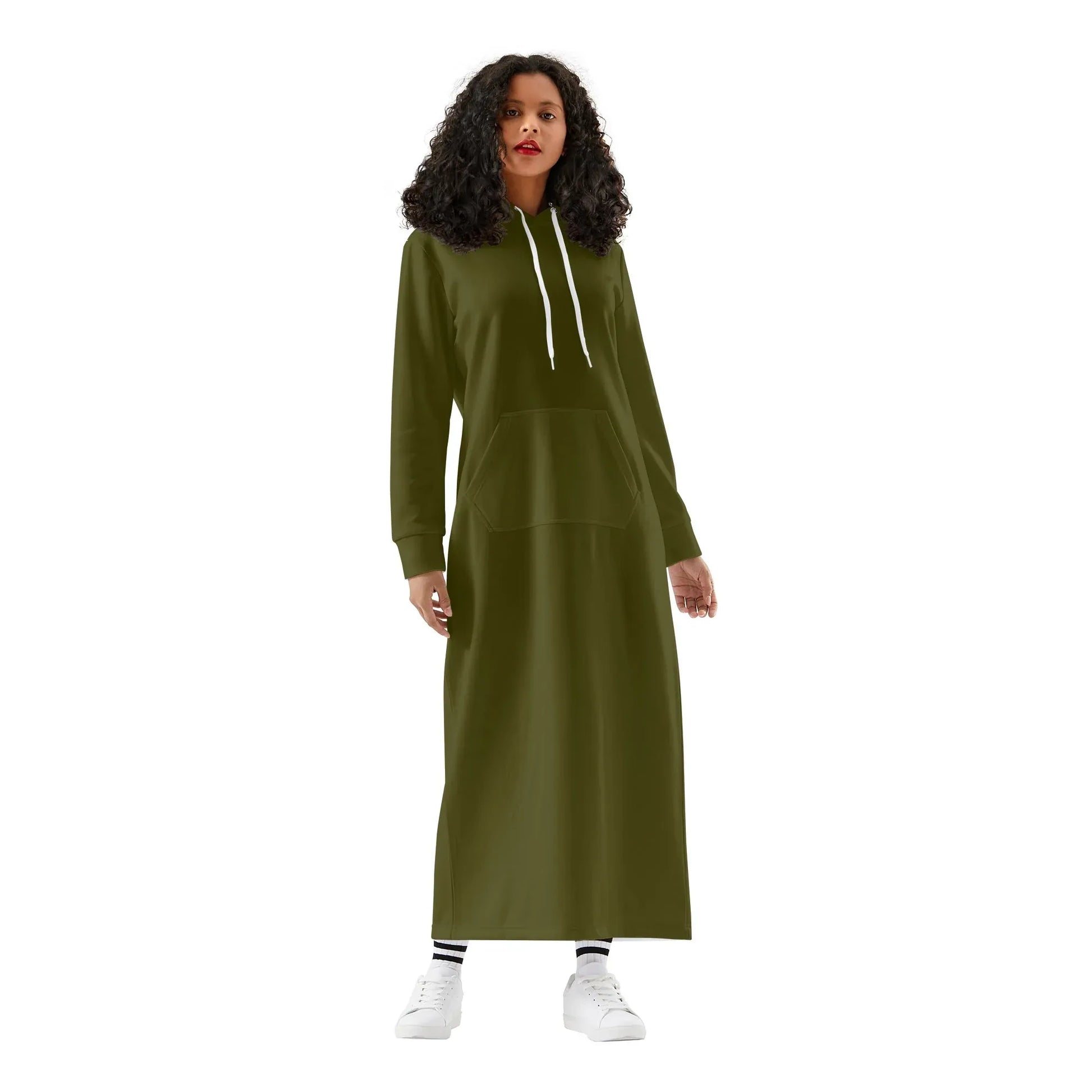 karaka-damen-maxi-hoodiekleid-knochellanges-kapuzenkleid-aus-weich-angerautem-fleece-hoodiekleid-jlr-design-1 - JLR Design