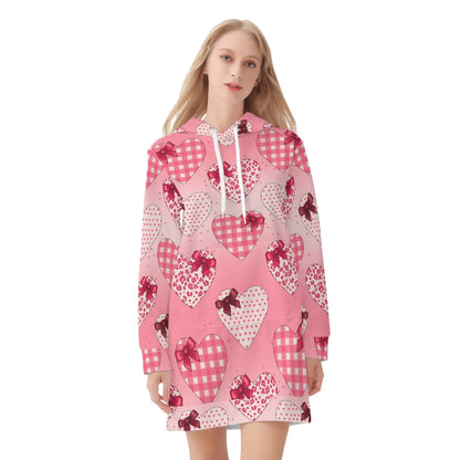 karierte-herzen-damen-hoodiekleid-warmes-velvet-kapuzenkleid-aus-weichem-samt-fleece-hoodiekleid-jlr-design-3 - JLR Design