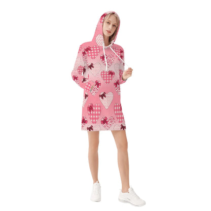 karierte-herzen-damen-hoodiekleid-warmes-velvet-kapuzenkleid-aus-weichem-samt-fleece-hoodiekleid-jlr-design-4 - JLR Design