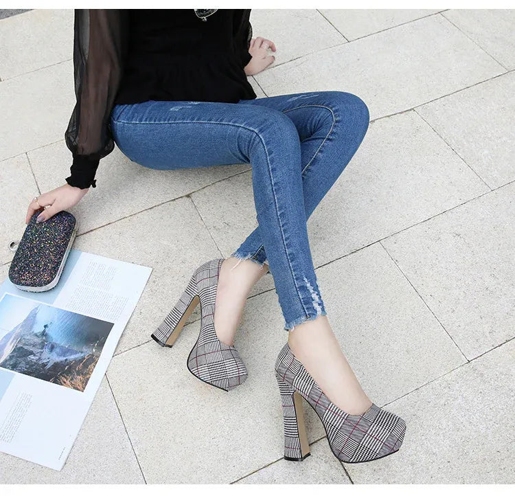 karierte-high-heels-mit-14cm-absatz-high-heels-jlr-design-12 - JLR Design
