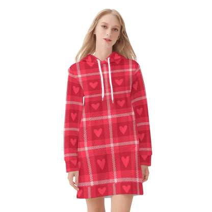 karo-hearts-damen-hoodiekleid-warmes-velvet-kapuzenkleid-aus-weichem-samt-fleece-hoodiekleid-jlr-design-3 - JLR Design