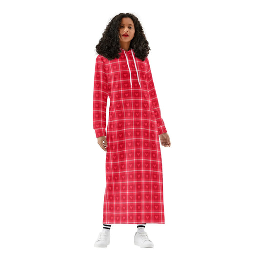 karo-herzchen-bequemes-leichtes-hoodie-kleid-hoodiekleid-jlr-design-10990 - JLR Design