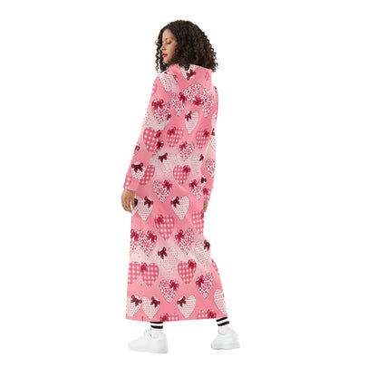 karo-herzchen-damen-maxi-hoodiekleid-knochellanges-kapuzenkleid-aus-weich-angerautem-fleece-hoodiekleid-jlr-design-2 - JLR Design