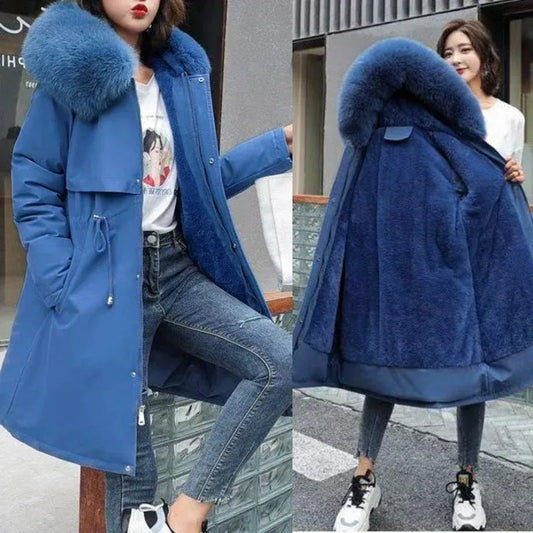 knielanger-damen-wintermantel-slim-fit-glanzender-mantel-im-korean-style-mit-baumwollfullung-jacke-jlr-design-1 - JLR Design