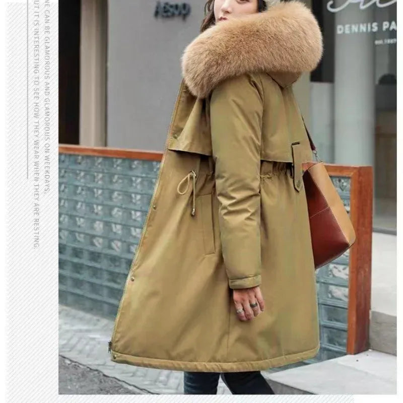 knielanger-damen-wintermantel-slim-fit-glanzender-mantel-im-korean-style-mit-baumwollfullung-jacke-jlr-design-14 - JLR Design