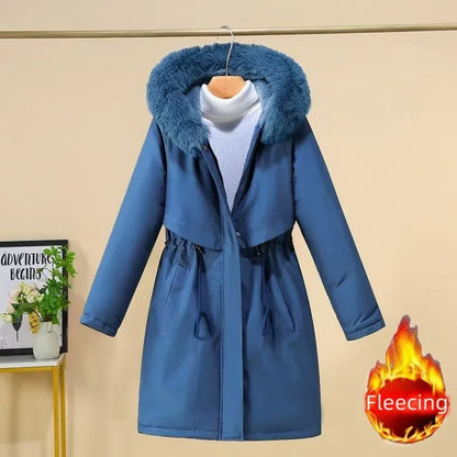 knielanger-damen-wintermantel-slim-fit-glanzender-mantel-im-korean-style-mit-baumwollfullung-jacke-jlr-design-16 - JLR Design