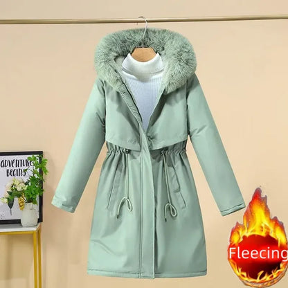knielanger-damen-wintermantel-slim-fit-glanzender-mantel-im-korean-style-mit-baumwollfullung-jacke-jlr-design-18 - JLR Design
