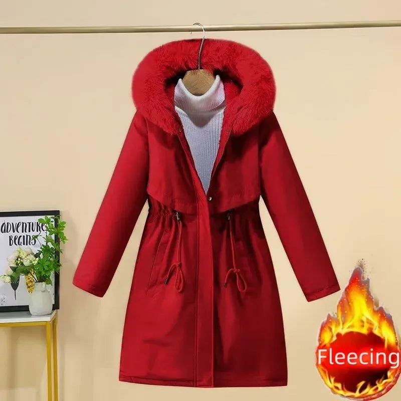 knielanger-damen-wintermantel-slim-fit-glanzender-mantel-im-korean-style-mit-baumwollfullung-jacke-jlr-design-5 - JLR Design