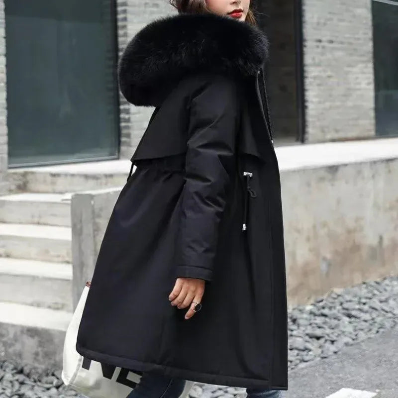knielanger-damen-wintermantel-slim-fit-glanzender-mantel-im-korean-style-mit-baumwollfullung-jacke-jlr-design-6 - JLR Design