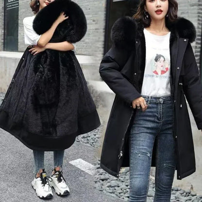 knielanger-damen-wintermantel-slim-fit-glanzender-mantel-im-korean-style-mit-baumwollfullung-jacke-jlr-design-7 - JLR Design
