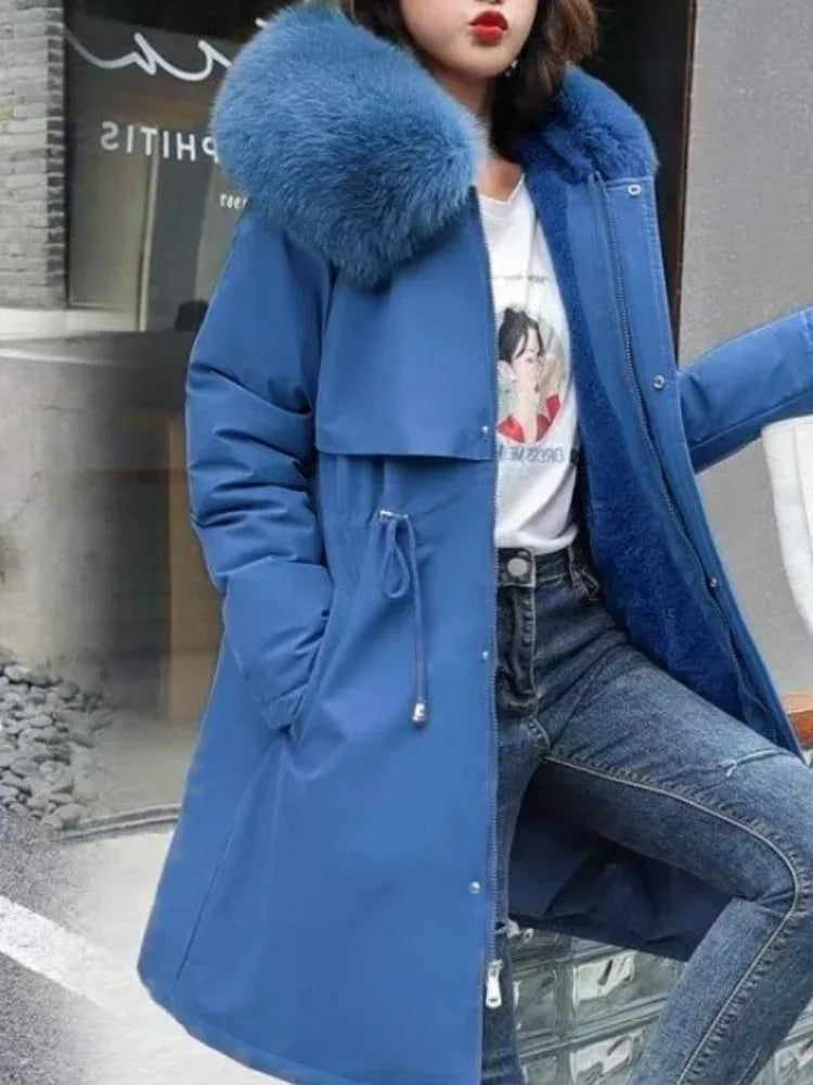 knielanger-damen-wintermantel-slim-fit-glanzender-mantel-im-korean-style-mit-baumwollfullung-jacke-jlr-design-8 - JLR Design