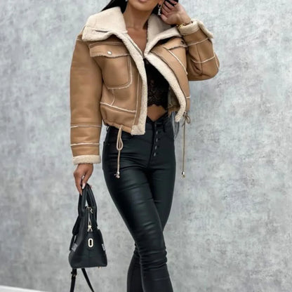 kurze-bikerjacke-in-lammfell-optik-stylische-faux-leather-jacke-fur-damen-jacke-jlr-design-17 - JLR Design