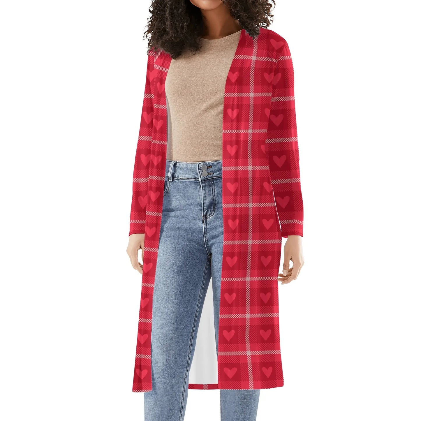 langer-leichter-rote-karo-herzchen-kimono-cardigan-cardigan-jlr-design-2 - JLR Design