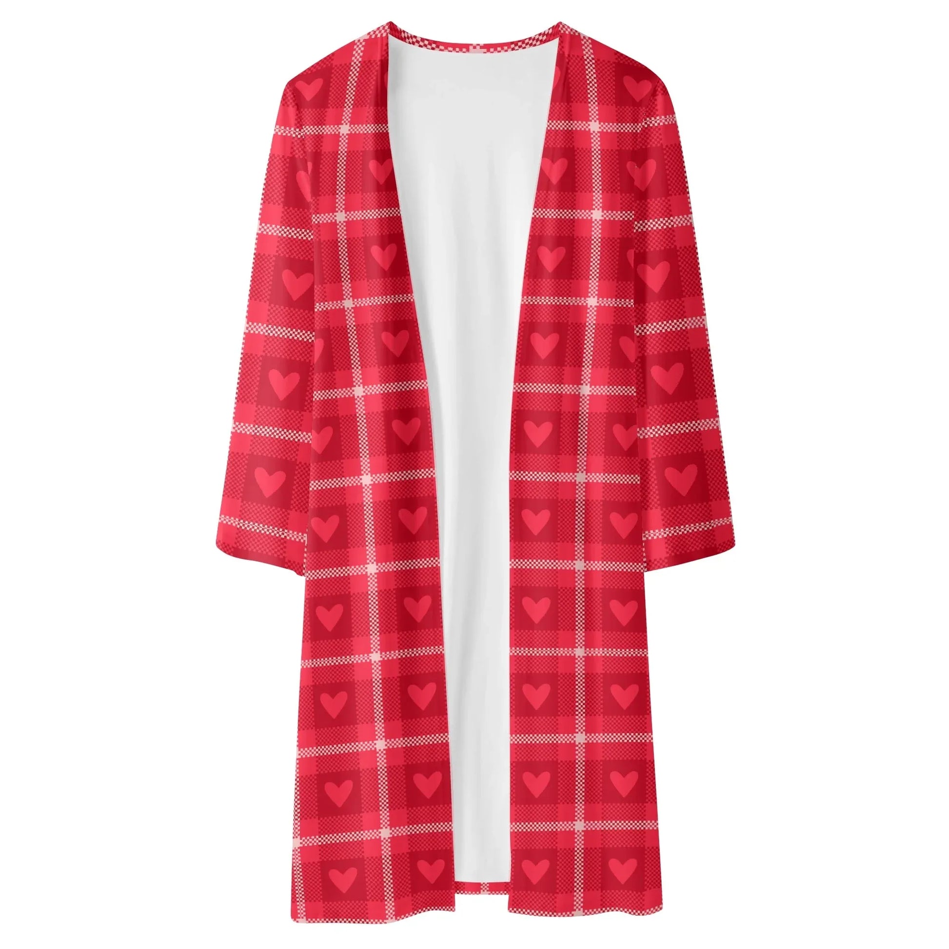 langer-leichter-rote-karo-herzchen-kimono-cardigan-cardigan-jlr-design-5 - JLR Design